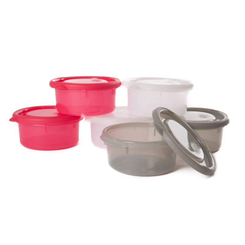 Produkt - Misky s viečkami Bowls Pink/White/Grey 300ml (6ks)