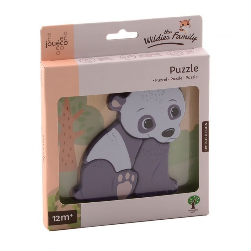 Produkt - The Wildies Family drevené mini puzzle Bear 12m+