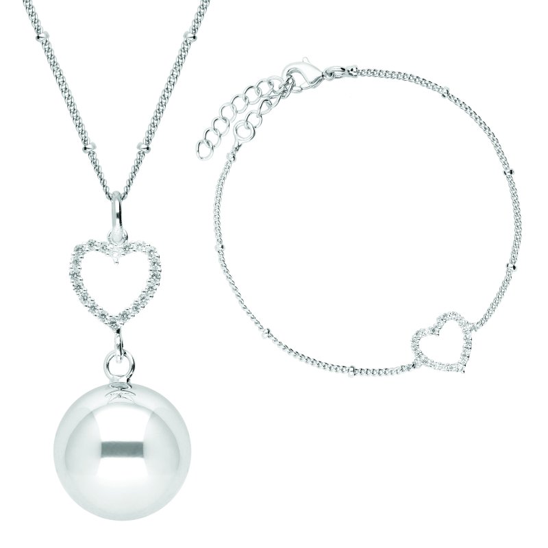 Produkt - Tehotenská rolnička s náramkom Crystal Heart in silver